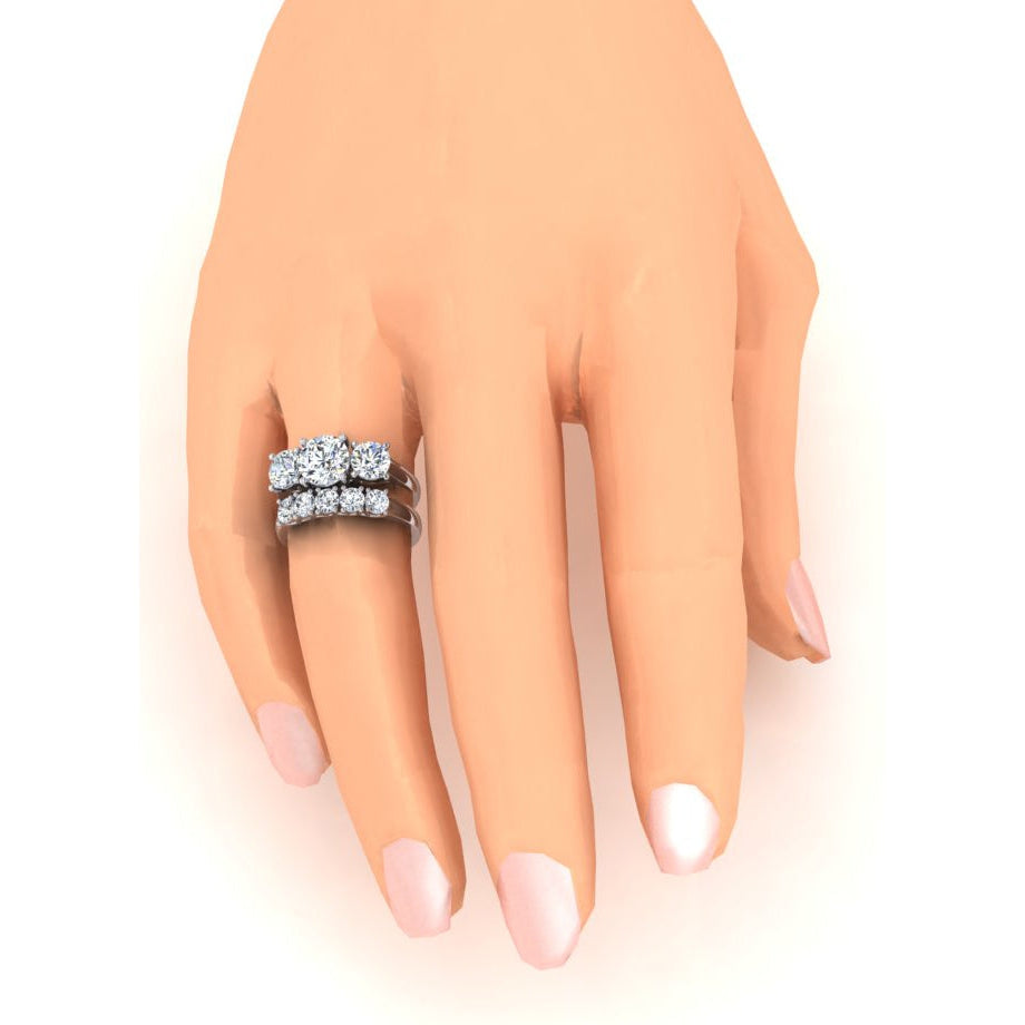 Runder Natürlich Diamant Verlobungsring Band Set Gold 14K