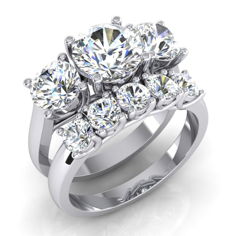 Runder Natürlich Diamant Verlobungsring und Band Set Gold 14K