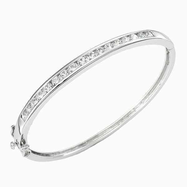 Runder Natürliche Diamant Damen Armreif 2.55 Karat Weißgold 14K
