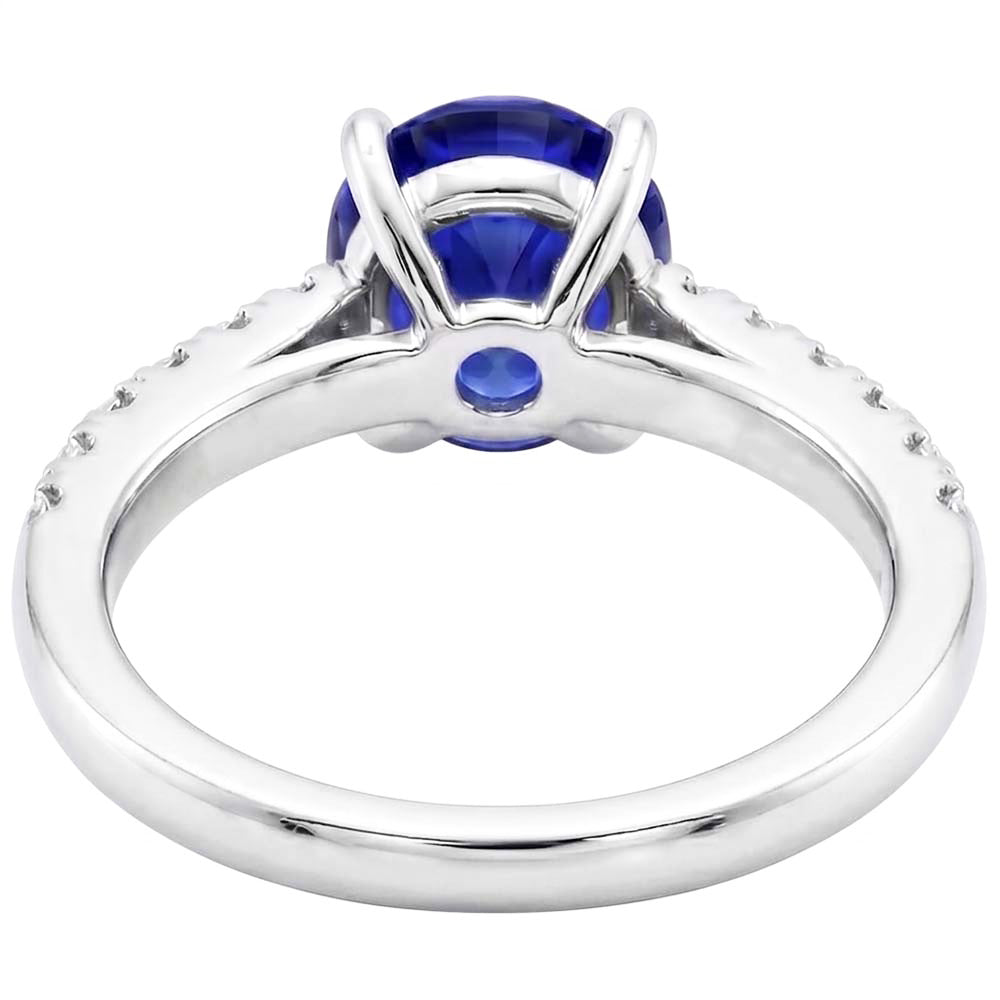 Runder Natürlicher Diamant ( nicht im Labor gezüchtet ) Pave Set Ring Oval Cut Sri Lanka Saphir 5 Karat