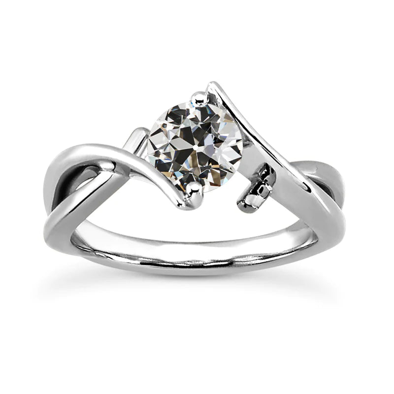 Runder Old Cut Echt Diamant Solitaire Ring Twisted Shank 1.50 Karat