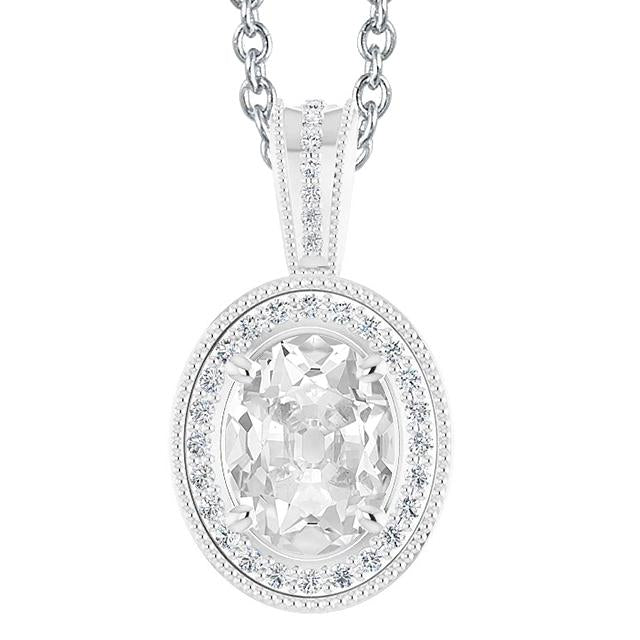 Runder & Ovaler alter Bergmann Halo Natürliche Diamant Anhänger 6 Karat Gold 14K
