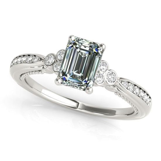 Runder & Smaragdgrüner Echt Diamant Hochzeitsring 14K Gold 4.50 Karat
