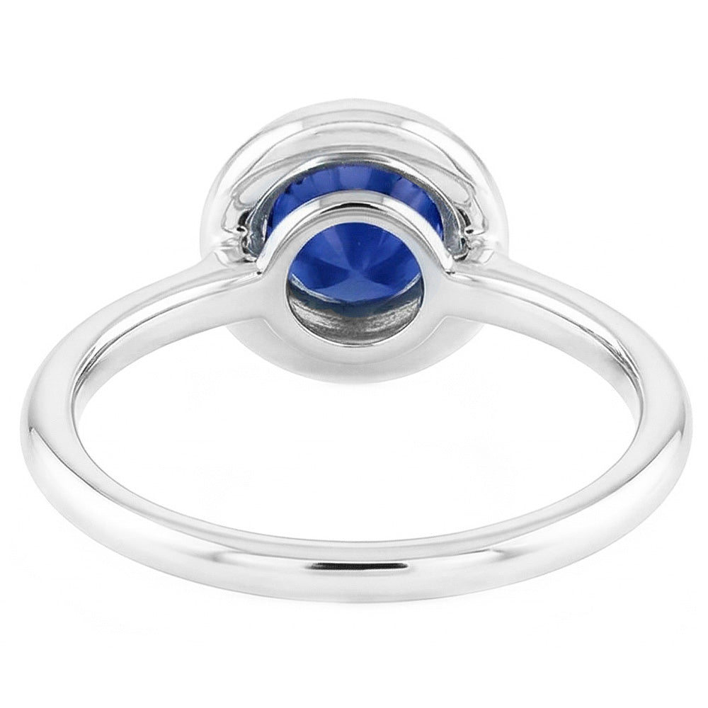 Runder Solitär Blauer Saphir Ring 1 Karat 4 Zinken Edelsteinschmuck