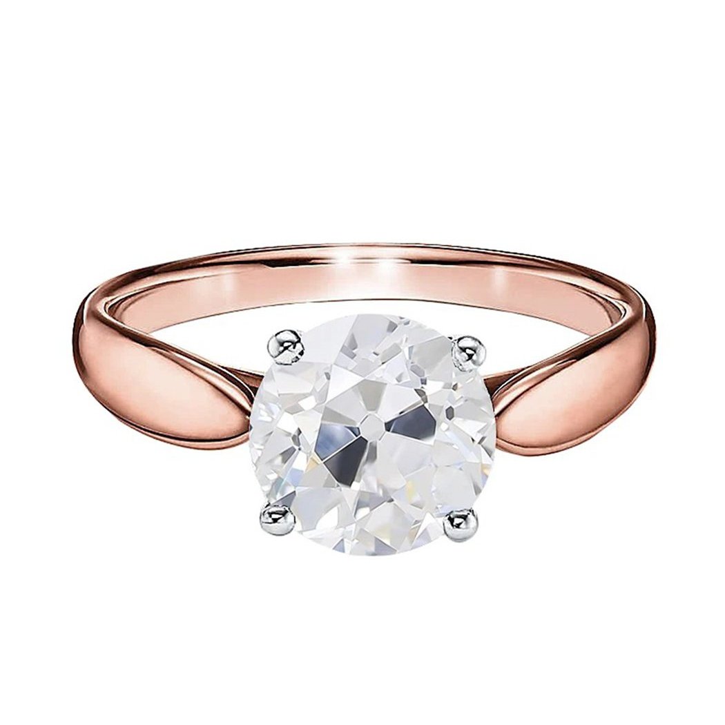 Runder Solitär Ehering Alter Bergmann Echt Aus der Erde Abgebauter Natürlicher Diamant 1,50 Karat