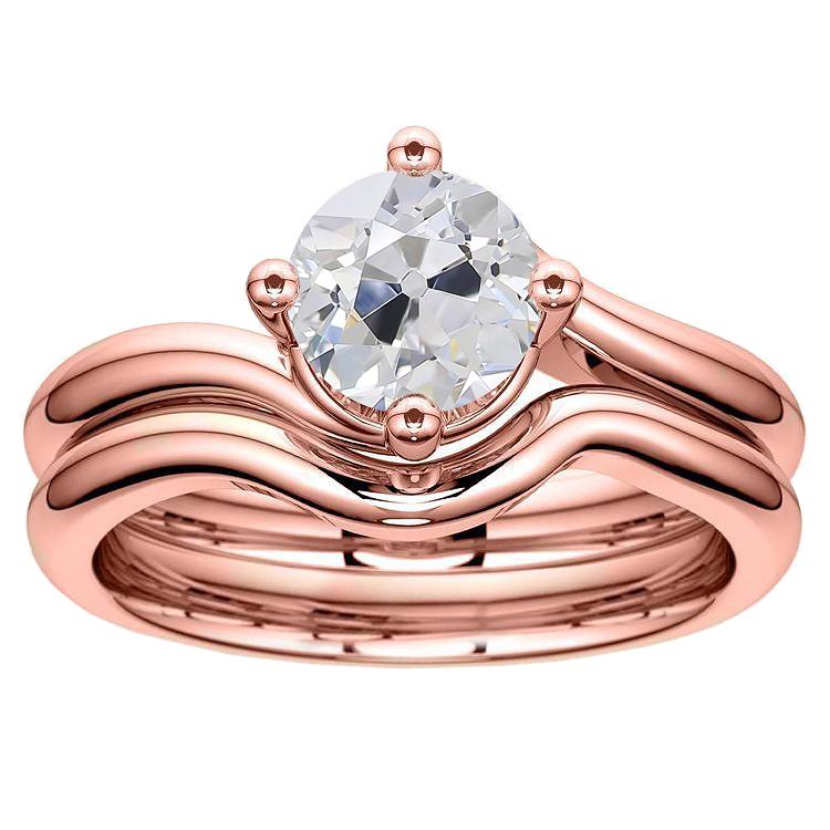 Runder Solitär-Verlobungsring Set alter Bergmann Echt Diamant 2,50 Karat