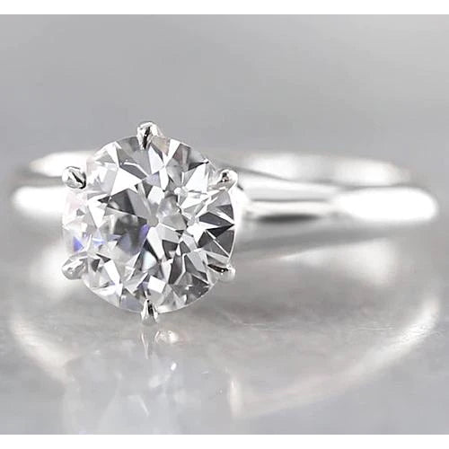 Runder Solitärring 1,50 Karat Echt Diamant Weißgold 14K Neu