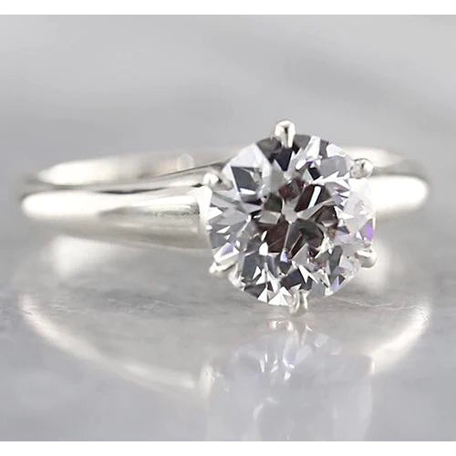 Runder Solitärring 1,50 Karat Echt Diamant Weißgold 14K Neu