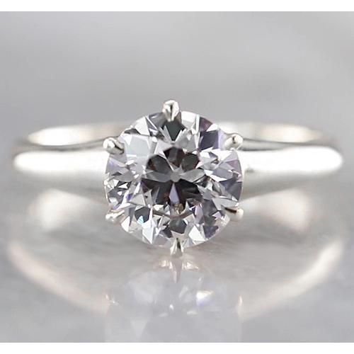 Runder Solitärring 1,50 Karat Echt Diamant Weißgold 14K Neu