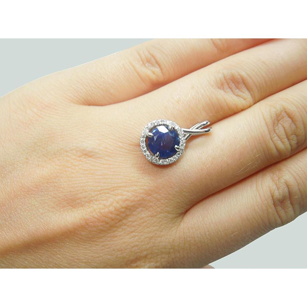 Runder Sri Lanka Saphir Diamant Damen Halskette Anhänger 2,20 Ct. - harrychadent.de