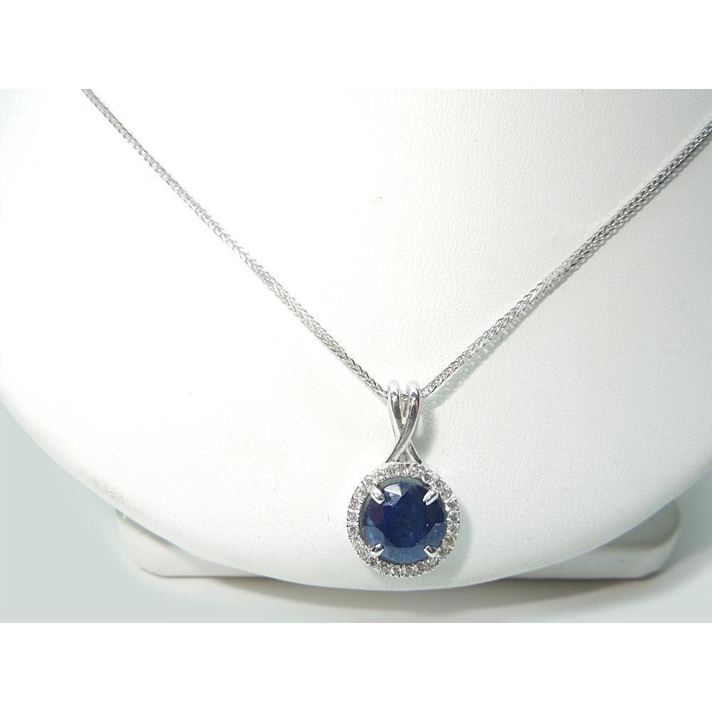 Runder Sri Lanka Saphir Diamant Damen Halskette Anhänger 2,20 Ct. - harrychadent.de