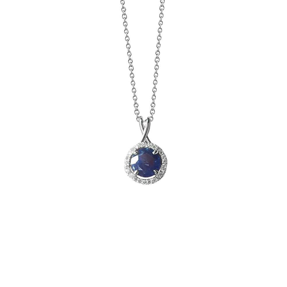 Runder Sri Lanka Saphir Diamant Damen Halskette Anhänger 2,20 Ct. - harrychadent.de
