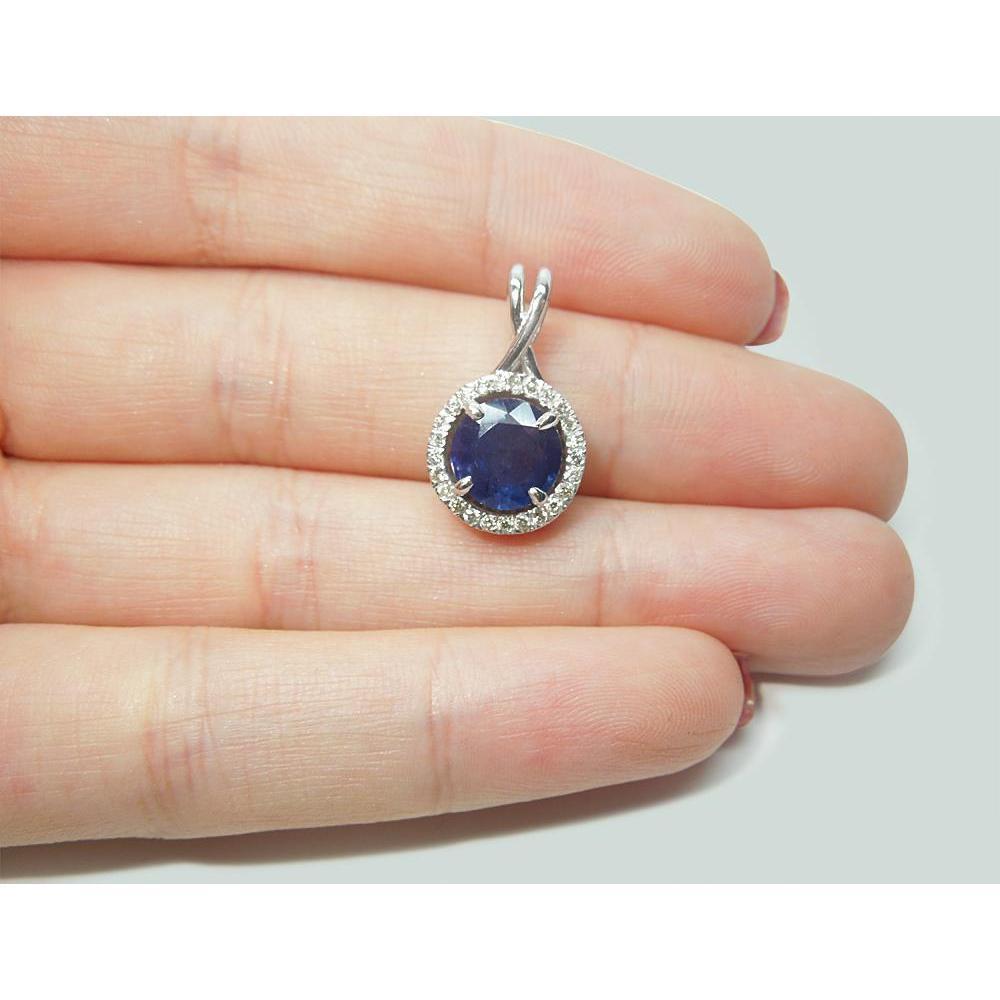 Runder Sri Lanka Saphir Diamant Damen Halskette Anhänger 2,20 Ct. - harrychadent.de