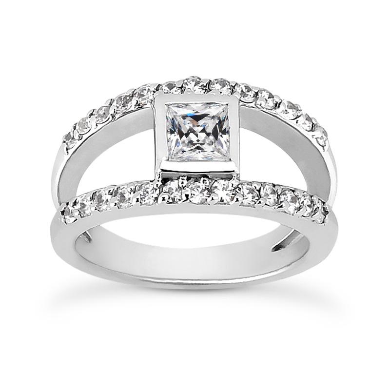 Runder & Vierkantschliff alter Bergmann Echt Diamantring Lünette Teilt Schaft 4 Karat