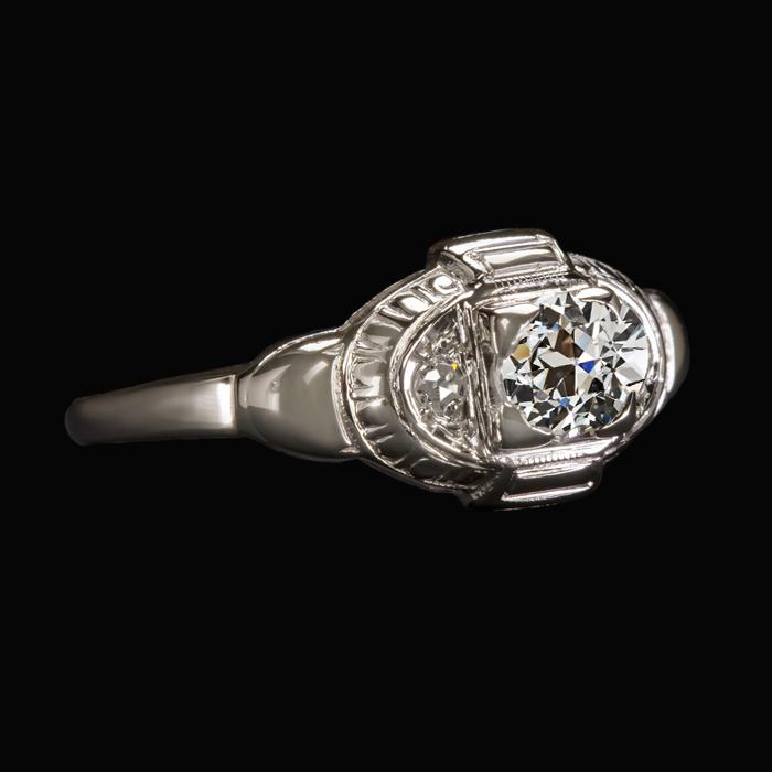 Runder alter Bergmann Echt Diamant Damen Verlobungsring 1.25 Karat Schmuck
