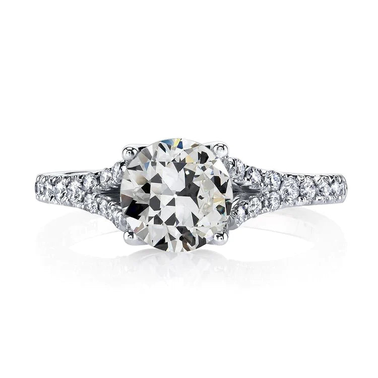 Runder alter Bergmann Echt Diamant Ehering Gespaltener Schaft 5 Karat 14K Gold