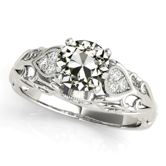 Runder alter Bergmann Echt Diamant Ehering im antiken Stil 4 Karat