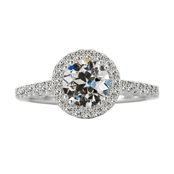 Runder alter Bergmann Echt Diamant Halo Ring 4.50 Karat 14K Gold Krappenset