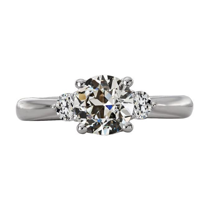 Runder alter Bergmann-Echt Diamant-Verlobungsring mit drei Steinen 3.50 Karat