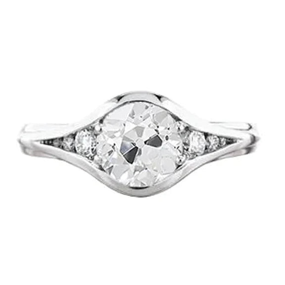 Runder alter Bergmann Echt Diamantring 1,25 Karat Split Shank Großes Schnitzel