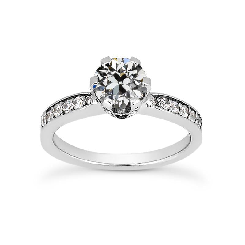 Runder alter Bergmann Echt Diamantring Damenschmuck 14K Gold 2.50 Karat