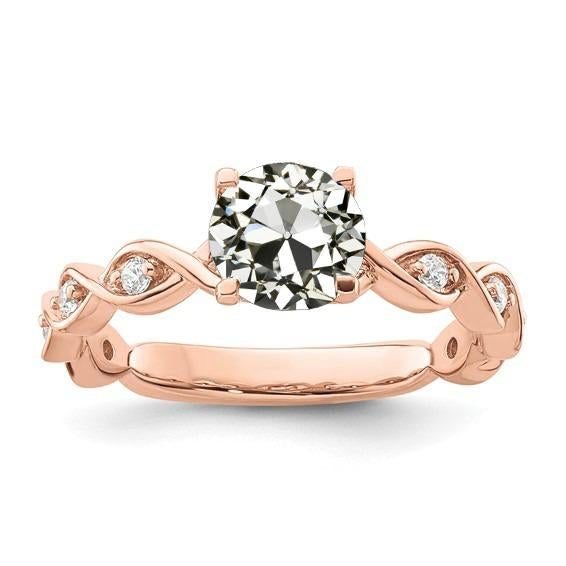 Runder alter Bergmann Echt Diamantring Infinity Prong Set 2.50 Karat 14K Gold