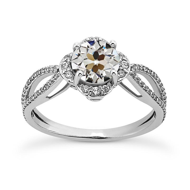 Runder alter Bergmann Echt Diamantring Pflasterset Gespaltener Schaft 4.50 Karat
