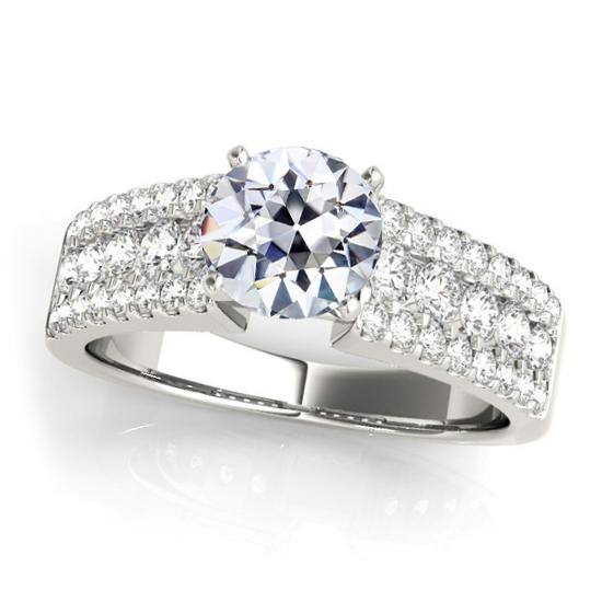 Runder alter Bergmann Echt Diamantring pflastern dreireihige Akzente 5 Karat