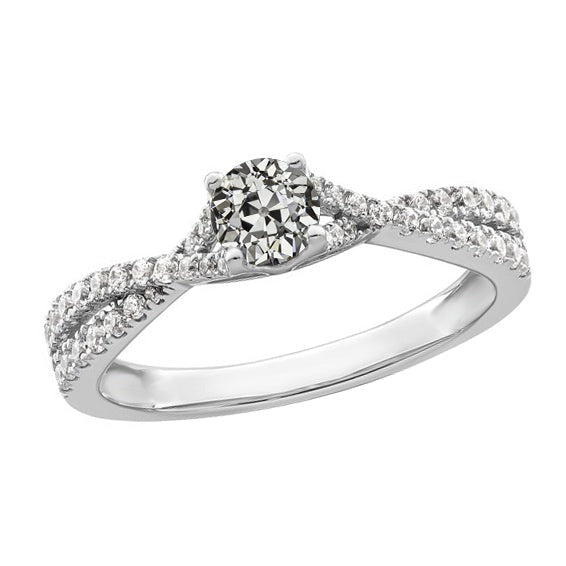 Runder alter Bergmann Echt Diamantring verdrehter Krappensatz 3 Karat Goldschmuck
