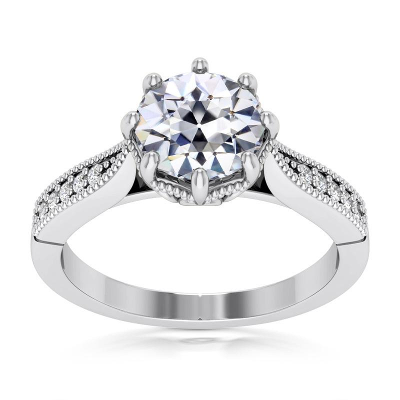 Runder alter Bergmann Natürliche Diamantring 8 Zinken Satz 14K Gold 4.75 Karat