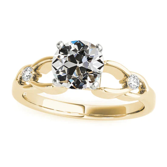 Runder alter Bergmanns Echt diamant 3 Steinring Split Shank 2 Karat Zweifarbig