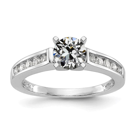 Runder alter Minenschliff Echt Diamant Ehering Kanalset 2.50 Karat