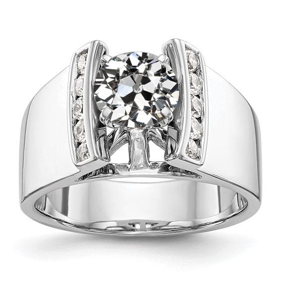 Runder alter Minenschliff Echt Diamant Fancy Ring Channel Set 3 Karat Schmuck