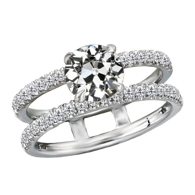 Runder alter Minenschliff Echt Diamantring 14K Gold Split Shank 4.50 Karat