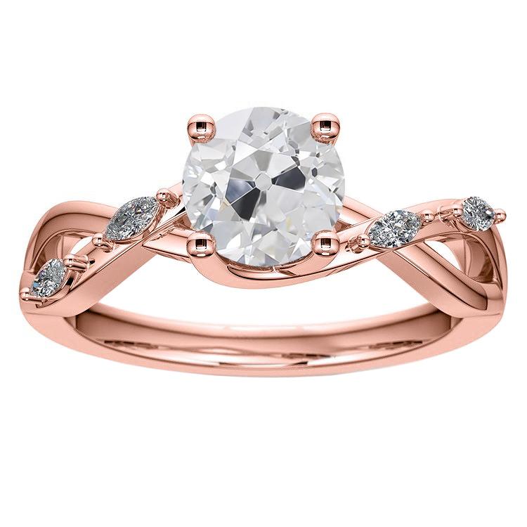 Runder alter Minenschliff Echt Diamantring 3,50 Karat Verdrehter Stil Schmuck