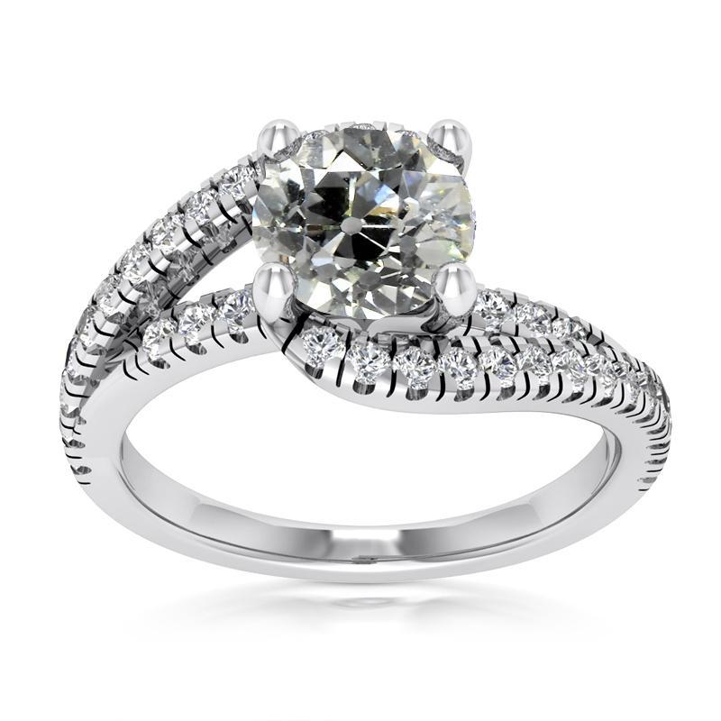 Runder alter Minenschliff Echt Diamantring Gedrehter gespaltener Schaft 5.75 Karat