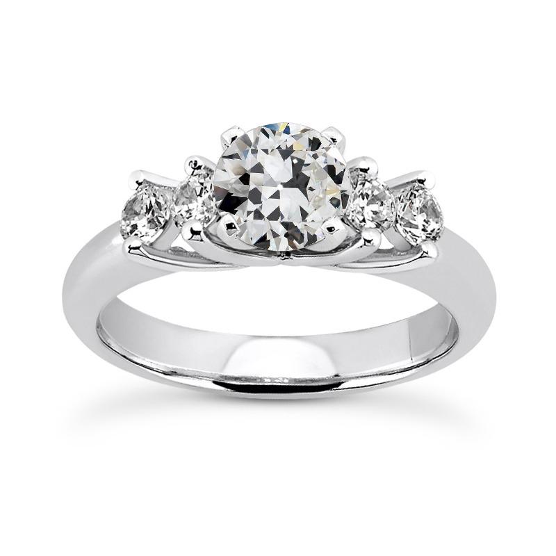 Runder alter Minenschliff Echt Diamantring Gold 5 Stein Schmuck 4 Karat