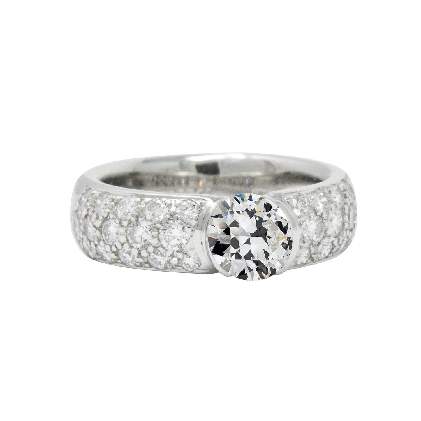 Runder alter Minenschliff Echt Diamantring Pave Set 14K Gold 3.75 Karat