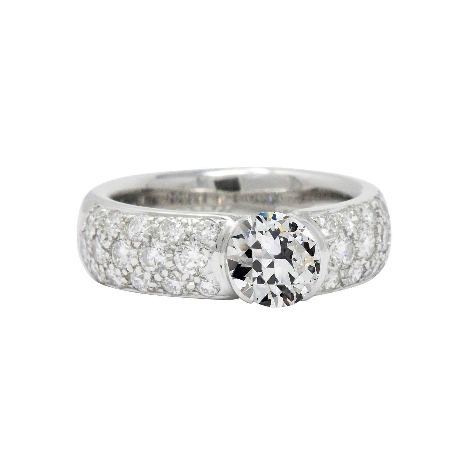 Runder alter Minenschliff Echt Diamantring Pave Set 14K Gold 3.75 Karat