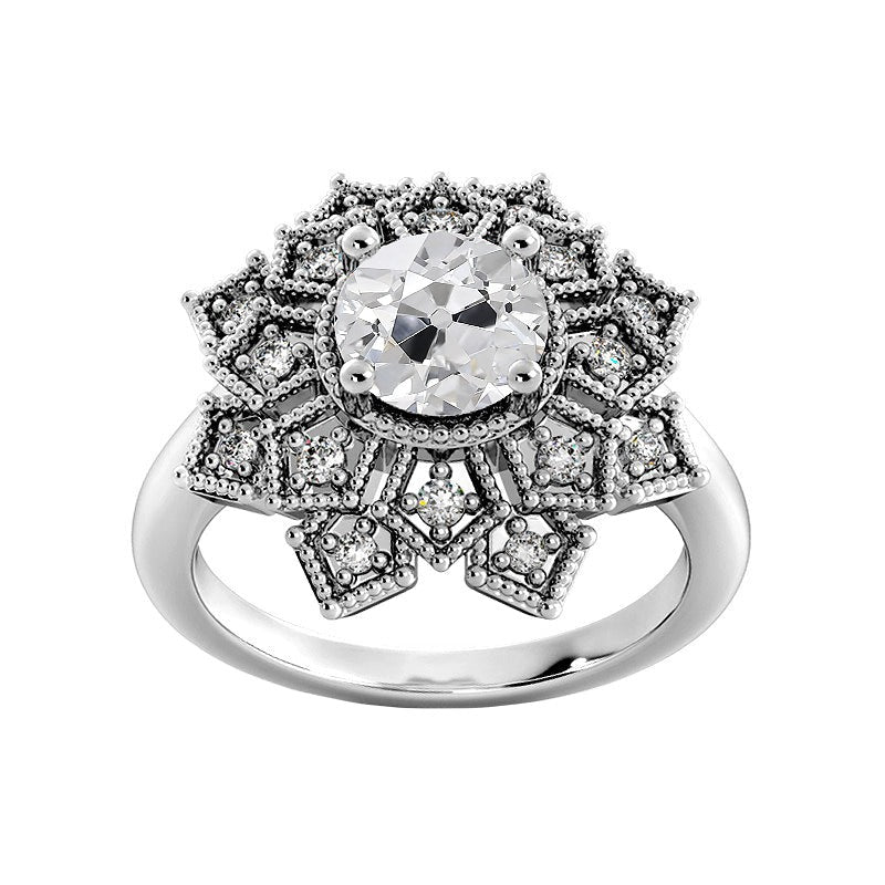 Runder alter Minenschliff Echt Diamantring Stern Stil Schmuck 3 Karat Gold