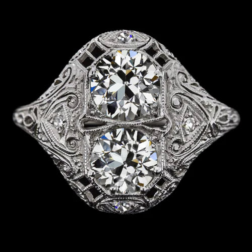 Runder alter Minenschliff Echt Diamantring im antiken Stil 3.50 Karat Filigran