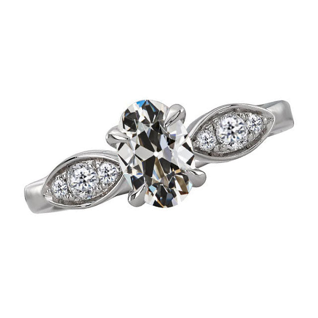 Runder und ovaler Echt Diamantring im alten Minenschliff, Goldschmuck, 5 Karat