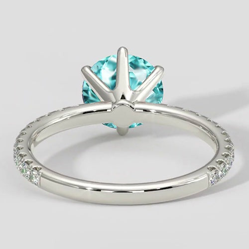 Runder Paraiba-Ring mit 6 Krappen und Diamantakzenten