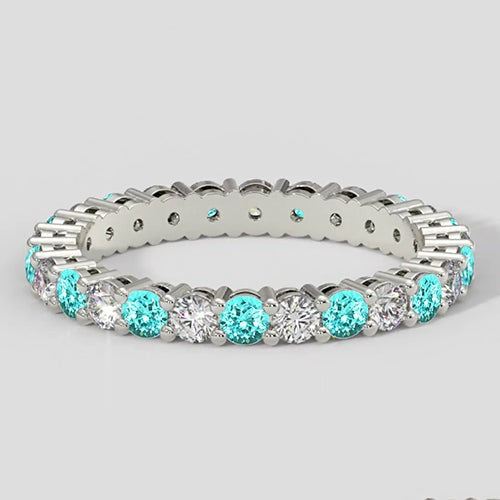 Runder Paraiba Eternity Ring