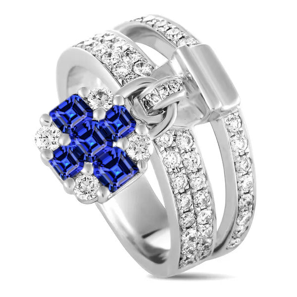 Runder Diamant Asscher Saphir Ring Lock Style Split Shank