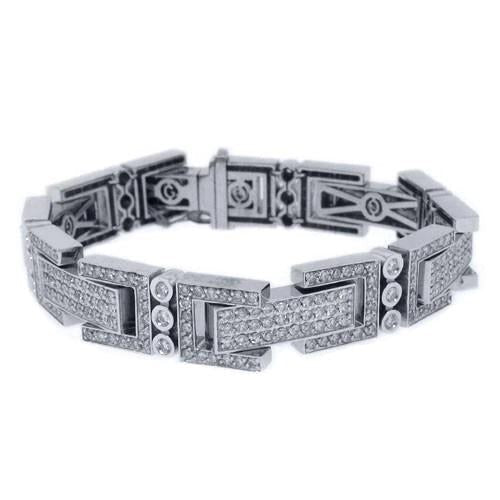 Rundes 18 Karat Echt Diamant Herrenarmband Weißgold 14K