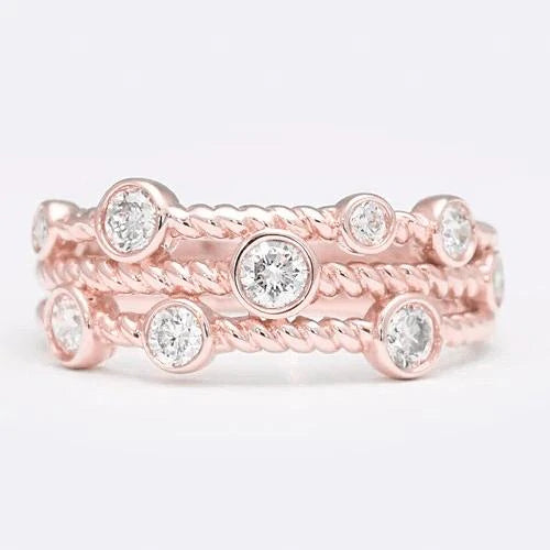 Rundes Echt Aus der Erde Abgebauter Natürlicher Diamant-Blasenringband