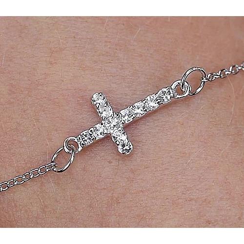 Rundes Echt Diamantkreuz Armband 3,30 Karat Weißgold Neu