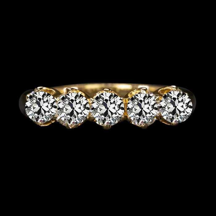 Rundes Old Mine Cut Echt Diamant Jubiläumsband 5 Karat Gelbgold