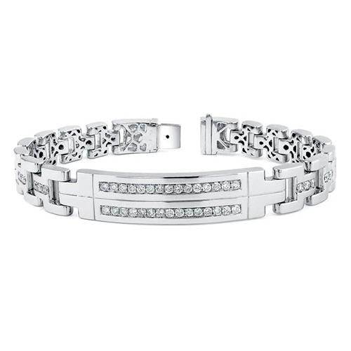 Rundes Pave Set Echt Diamant Herrenarmband aus massivem Weißgold 14K 6 Karat